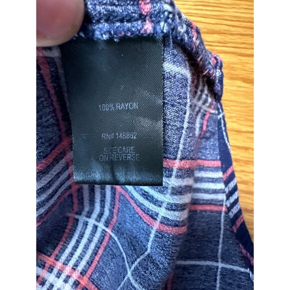 Torrid Blue Pink Plaid Short Sleeve V-Neck Button Back Blouse Shirt Size 2X - Picture 7 of 8